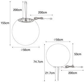 LED Candeeiro de exterior inteligente branco 56 cm com Wi-Fi A60 IP65 - Nura Moderno