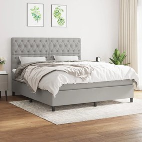 vidaXL Cama com molas/colchão 160x200 cm tecido cinzento-claro