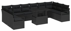 Conjunto de Sofás de Jardim de 11 Peças com Almofadas em Rattan Sintét