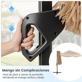 Guarda-sol suspenso estilo havaiano  283 x 245 cm com cobertura à prova de sol e parte superior ventilada para piscina, jardim, natural