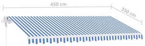 Toldo automático independente 450x350 cm azul e branco