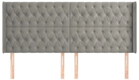 Cabeceira cama c/ abas veludo 183x16x118/128 cm cinzento-claro