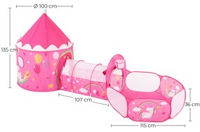 Tenda de brincar 3 em 1 para crianças Cor-de-rosa