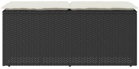 Banco de jardim com almofadão 110x40x44 cm vime PE preto