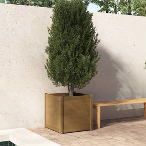 vidaXL Vaso/floreira de jardim 60x60x60 cm pinho maciço castanho mel
