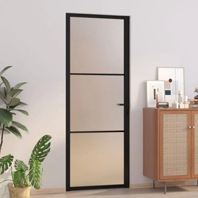 Porta interior 76x201,5 cm vidro e alumÃnio preto mate