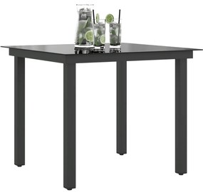 Mesa de jardim em alumínio e vidro 80x80x74 cm preto
