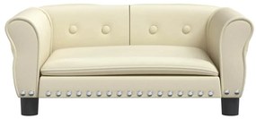 Cama para cães 70x45x30 cm couro artificial cor creme