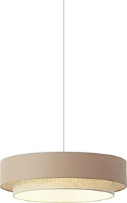 Candeeiro suspenso moderno bege com natural 50cm 3-luzes - Drum Duo