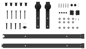 Kit de ferragens para porta deslizante 152,5 cm aço preto