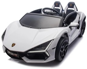 Carro elétrico para Crianças 2 Lugares Lamborghini Revuelto XL STRONG 24V, Rodas AR bombeado, Assento Couro ecológico Branco