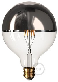 Silver half sphere Globe G125 LED light bulb 7W E27 2700K Dimmable