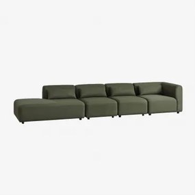 Sofá Modular De Canto Em 4 Peças Com Chaise Longue À Esquerda Fogler Tecido Pele De Borrego Verde Sálvia - Sklum