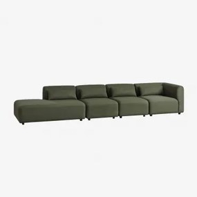 Sofá Modular De Canto Fogler De 4 Peças Com Espreguiçadeira Esquerda Chenille Verde Sálvia - Sklum