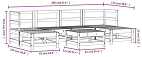 7 pcs conjunto lounge de jardim madeira de douglas maciça
