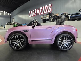 Carro elétrico infantil 12V Bentley Continental, telecomandado, , pneus de EVA, assento em pele cor rosa metalizado