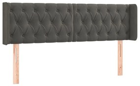 Cabeceira cama c/ luzes LED veludo 163x16x78/88cm cinza-escuro