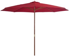 Guarda-sol de exterior com poste em madeira 350 cm bordô