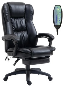 Vinsetto Cadeira de Massagem e Giratória Cadeira de Escritório com Altura Ajustável 6 Pontos de Massagem 68,5x68,5x119-127cm Preto | Aosom Portugal