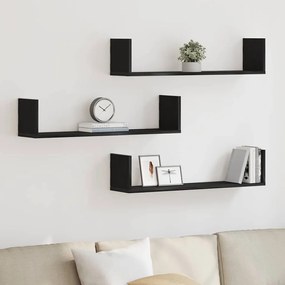 Prateleiras de parede 3 pcs deriv. de madeira carvalho preto