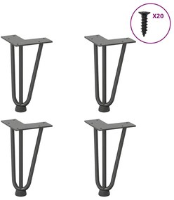 Pernas de grampo para mesa de centro 4 peças antracite 20 cm aço maciç