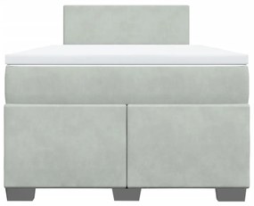 Cama boxspring c/ colchão 120x200 cm veludo cinzento-claro