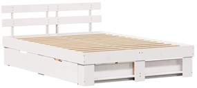 Estrutura da Cama Branco 140 x 200 cm Madeira de Pinheiro