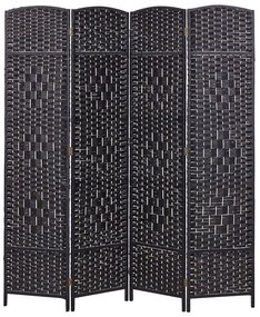 Biombo com 4 painéis em corda de papel preta 178 x 163 cm LAPPAGO Beliani