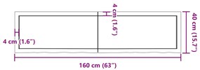 Tampo de mesa 160x40x(2-6) cm carvalho tratado castanho-escuro