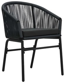 Conjunto de Jantar para Jardim Manual 9 pcs Preto Largo