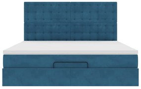 Estrutura cama otomana colchões 180x200 cm veludo azul escuro