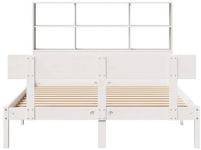 Cama com estante sem colchão 140x190 cm pinho maciço branco