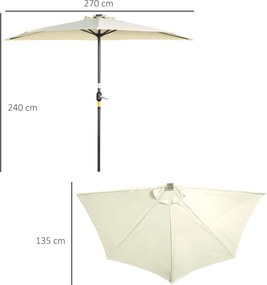 Chapéu de Sol de Jardim com 24 Luzes LED Solar 265x135x240 cm Chapéu d