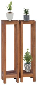 vidaXL Suportes para plantas 2 pcs 25x25x100 cm madeira de teca maciça