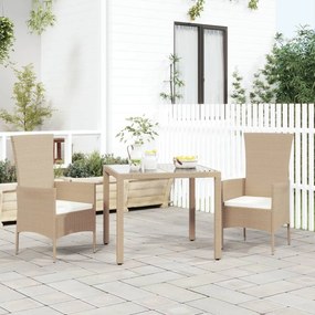 vidaXL Cadeiras de jardim com almofadões 2 pcs vime PE bege