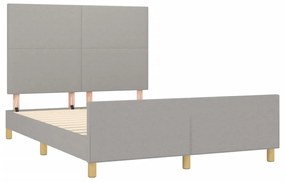 Estrutura de cama com cabeceira 140x200 cm tecido cinza-claro