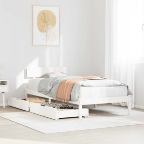 Cama sem colchão 100x200 cm madeira de pinho maciça branco