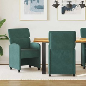 vidaXL Cadeiras de Jantar com Rodas 2 pcs Verde-escuro 58 x 65 x 98 cm