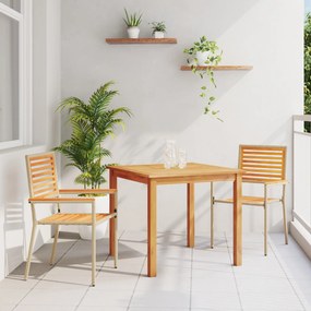 Conjunto de Jantar de Jardim vidaXL de 3 peças em Rattan Poliéster Bege e Acácia