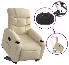 Poltrona reclinável elevatória tecido cor creme