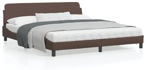 vidaXL Estrutura cama c/ cabeceira 180x200cm couro artificial castanho