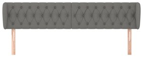 Cabeceira de cama c/ abas tecido 183x23x78/88cm cinzento-escuro