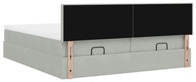 Estrutura cama otomana colchões 180x200cm veludo cinzento claro