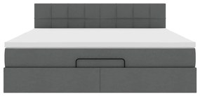 Estrutura de cama otomana com colchão 180x200cm cinzento escuro