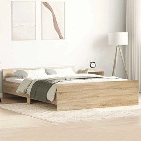 vidaXL Estrutura de cama c/ painéis de cabeceira e pés cinza cimento