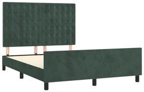 Estrutura de cama sem colchão 140x200 cm veludo verde-escuro