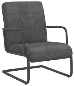 Cadeira cantilever veludo cinzento-escuro
