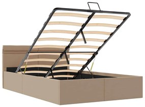 Cama hidrául. arrumação e LED 120x200cm couro artif. cappuccino