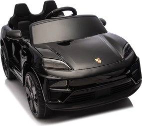 Carro elétrico para crianças até 5 anos Porsche Macan Turbo 12V, com bateria de lítio, Pneus de borracha, Controle remoto Preto