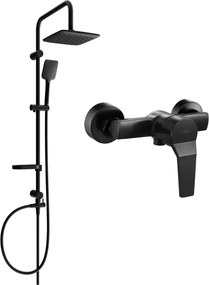 Mexen Caro Sven conjunto de duche de superfície com chuveiro de teto e torneira de duche, preto - 746640262-70